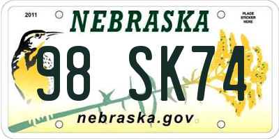 NE license plate 98SK74