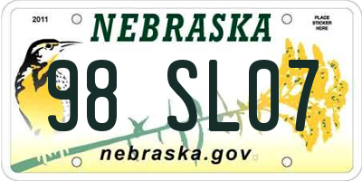 NE license plate 98SL07
