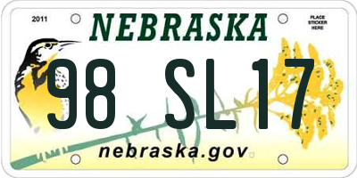 NE license plate 98SL17