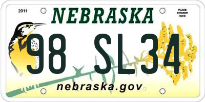NE license plate 98SL34