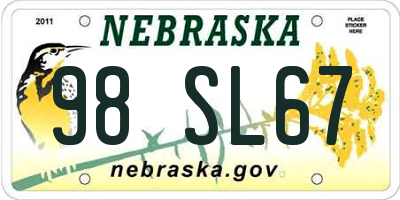 NE license plate 98SL67
