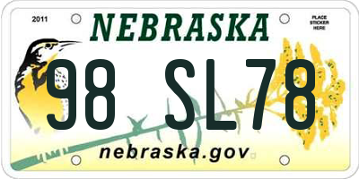 NE license plate 98SL78