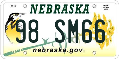 NE license plate 98SM66