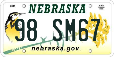 NE license plate 98SM67