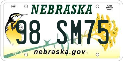 NE license plate 98SM75