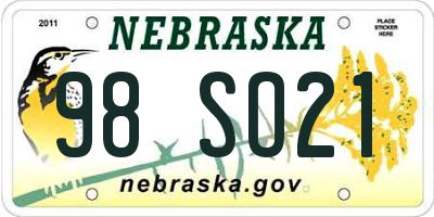 NE license plate 98SO21