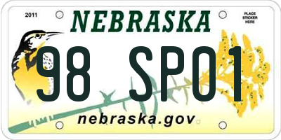 NE license plate 98SP01