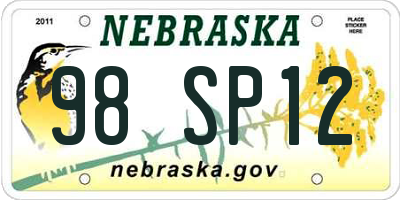 NE license plate 98SP12