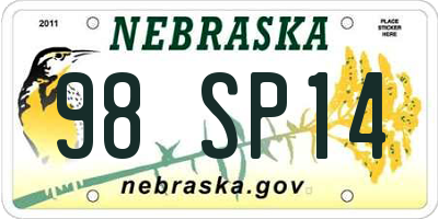 NE license plate 98SP14