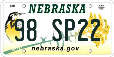 NE license plate 98SP22