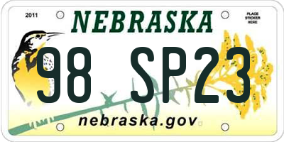 NE license plate 98SP23