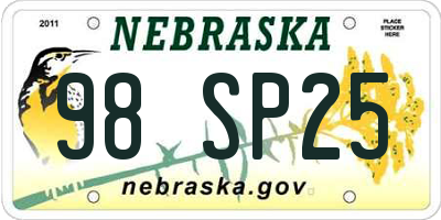 NE license plate 98SP25