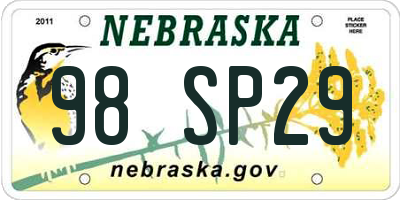 NE license plate 98SP29