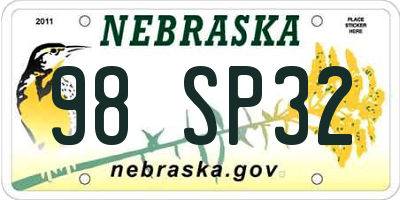 NE license plate 98SP32