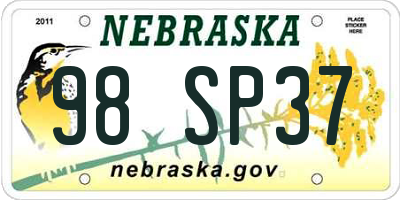 NE license plate 98SP37