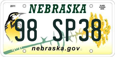 NE license plate 98SP38
