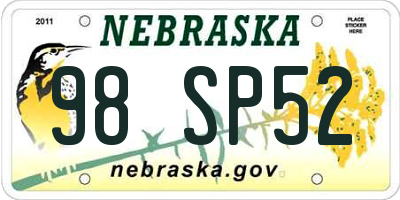 NE license plate 98SP52