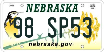 NE license plate 98SP53