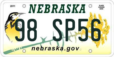NE license plate 98SP56