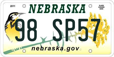 NE license plate 98SP57