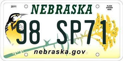 NE license plate 98SP71
