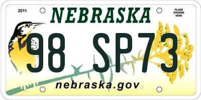 NE license plate 98SP73