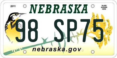NE license plate 98SP75
