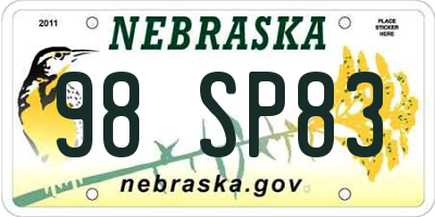 NE license plate 98SP83