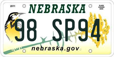 NE license plate 98SP94