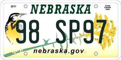 NE license plate 98SP97