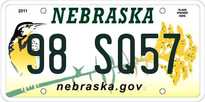 NE license plate 98SQ57