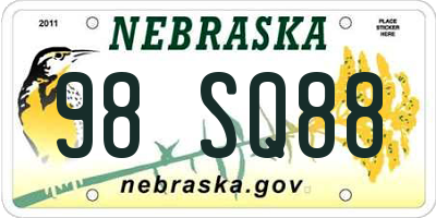 NE license plate 98SQ88