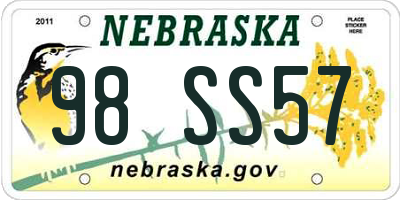 NE license plate 98SS57