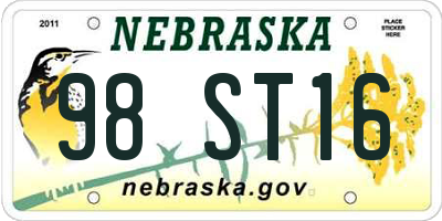 NE license plate 98ST16