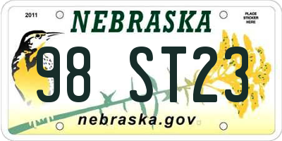NE license plate 98ST23