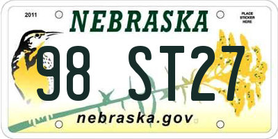 NE license plate 98ST27