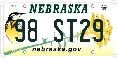 NE license plate 98ST29