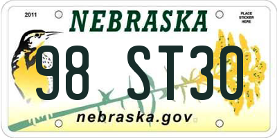 NE license plate 98ST30