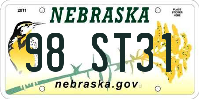 NE license plate 98ST31