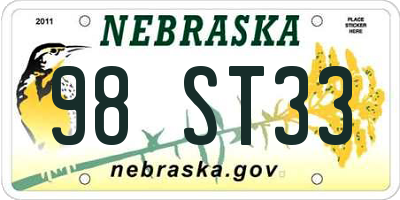NE license plate 98ST33