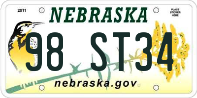 NE license plate 98ST34