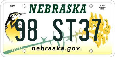 NE license plate 98ST37