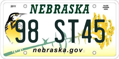 NE license plate 98ST45