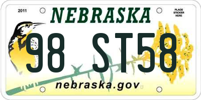 NE license plate 98ST58