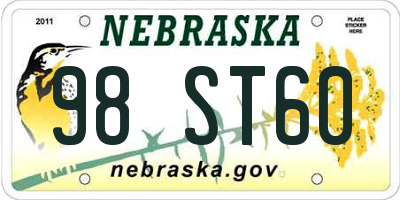 NE license plate 98ST60
