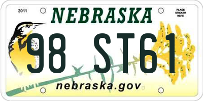 NE license plate 98ST61