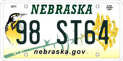 NE license plate 98ST64