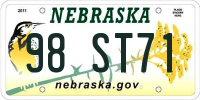 NE license plate 98ST71