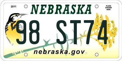 NE license plate 98ST74