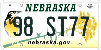 NE license plate 98ST77